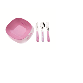Conjunto pratos e talheres infantil - Rosa Conjunto pratos e talheres infantil - Rosa